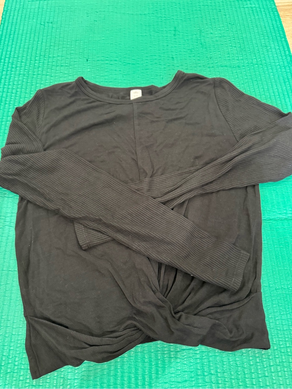 ALO Yoga Black Twist Hem Long Sleeve Top